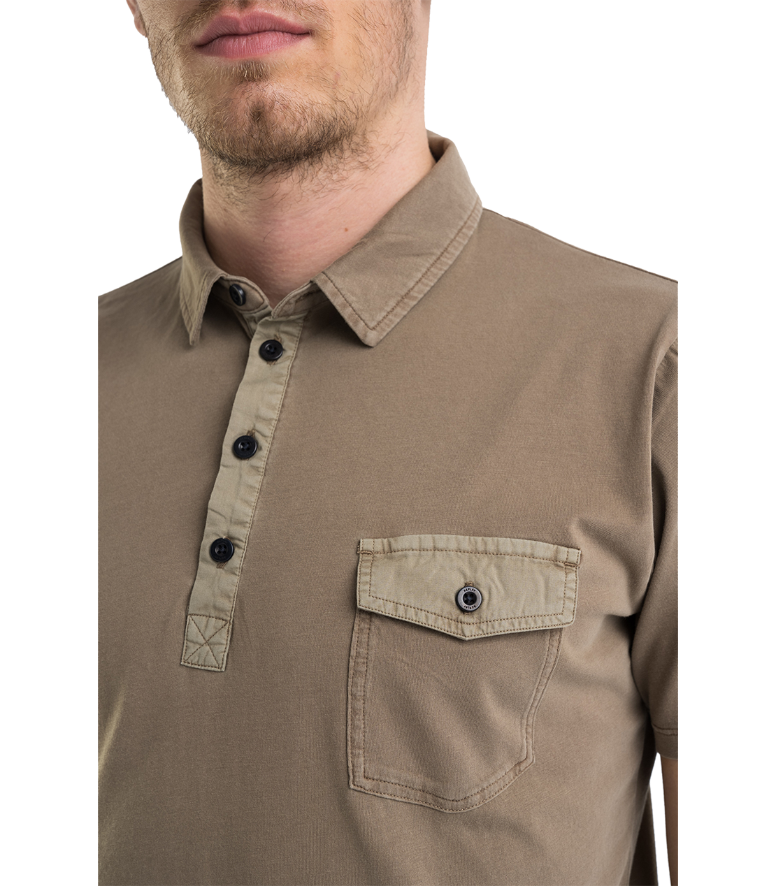 ESSENTIAL ガーメントダイコットンジャージーポロシャツ 詳細画像 シガーブラウン 5